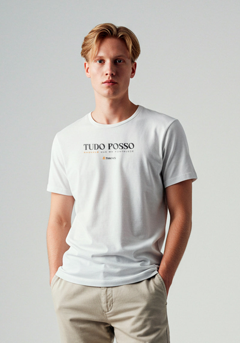Camiseta 100% Algodão - Tudo posso naquele que me fortalece