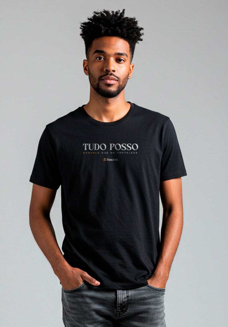 Camiseta 100% Algodão - Tudo posso naquele que me fortalece