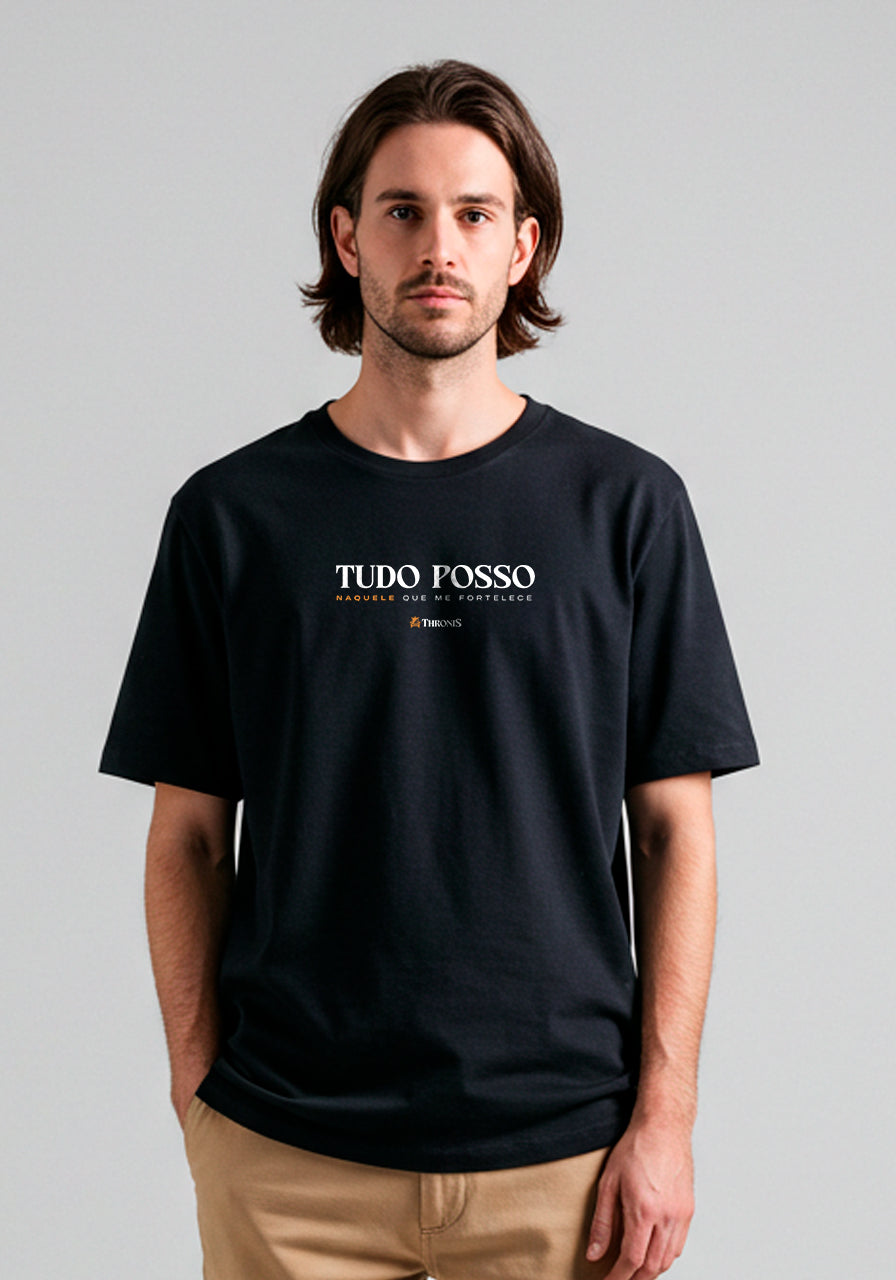 Camiseta Oversized  - Tudo posso naquele que me fortalece